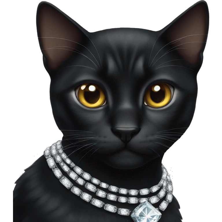 black cat wearing diamond chain emoji