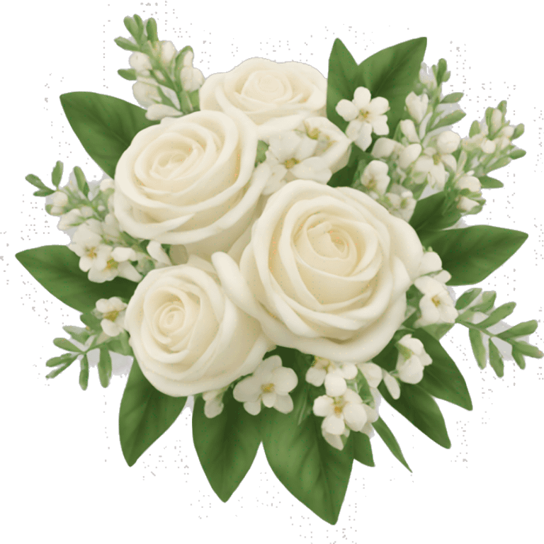 White and cream bouquet with greenery emoji