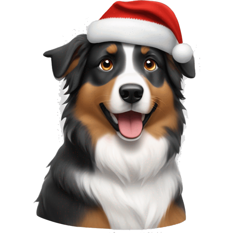 A Australian shepherd wearing Christmas hat  emoji