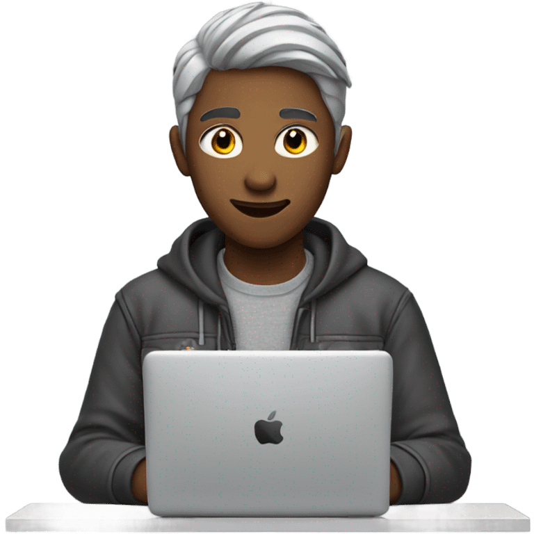 Teenager with gray hair playing video games emoji