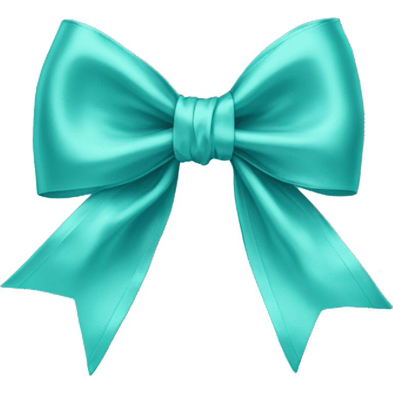 Realistic pastel teal blue silk bow emoji