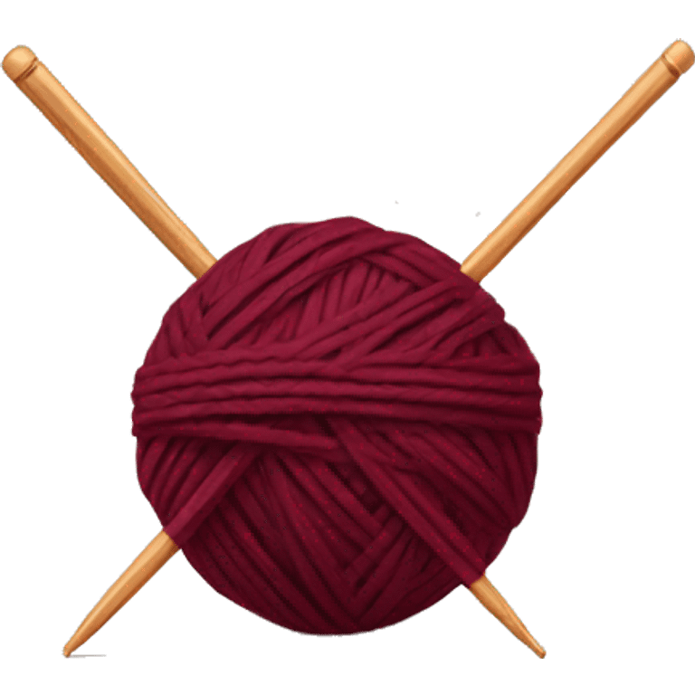 burgundy ball of thread with knitting needles emoji