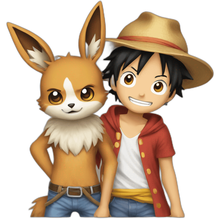 Luffy and Eevee emoji