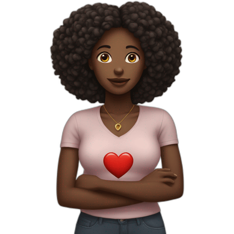 black african women standing with heart-hands in front of her emoji