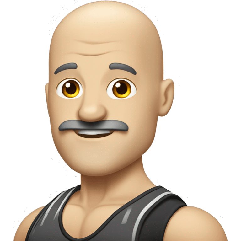 white bodybuilder with baldness and black mustache emoji