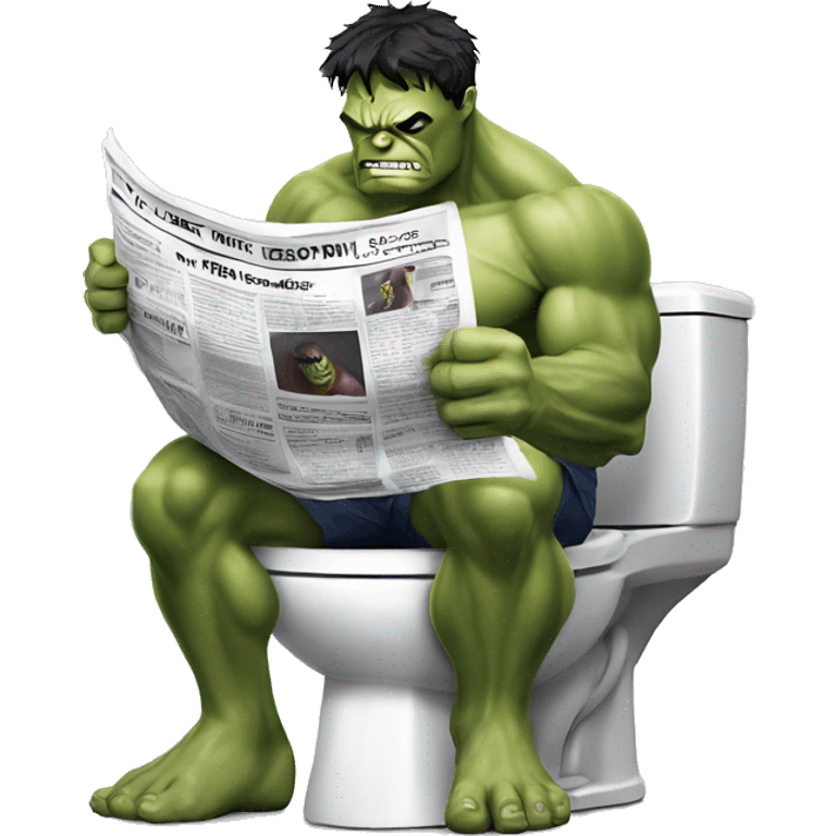 hulk sitting on a toilet, reading a newspaper emoji