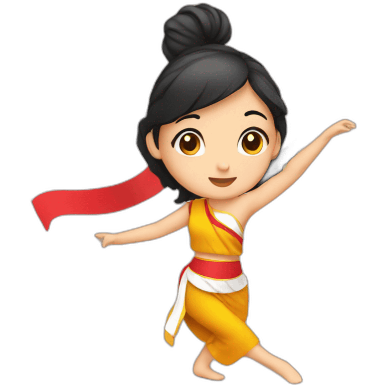 thai girl dancing with thai flag emoji