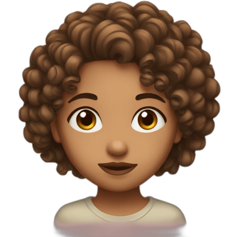 round face-large forehead- curly hair- slightly brown girl giving a kiss emoji