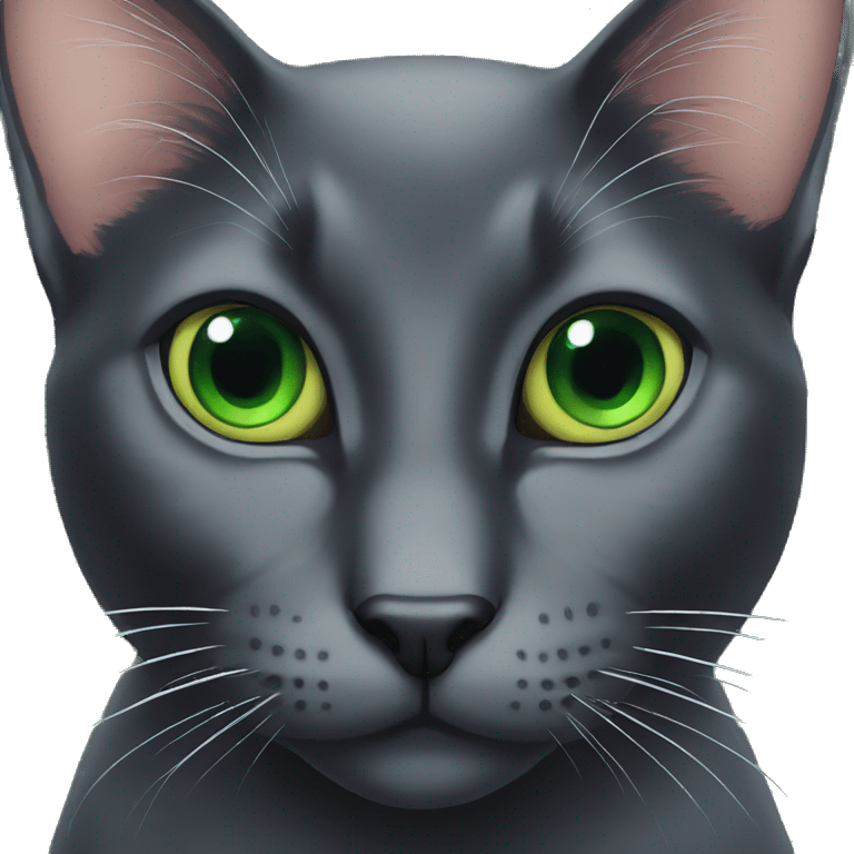 Black cat whit green eyes emoji