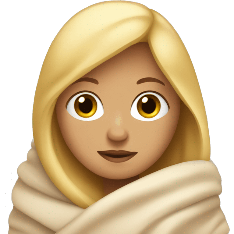 cozy tanned blonde hair person snuggled in blanket emoji