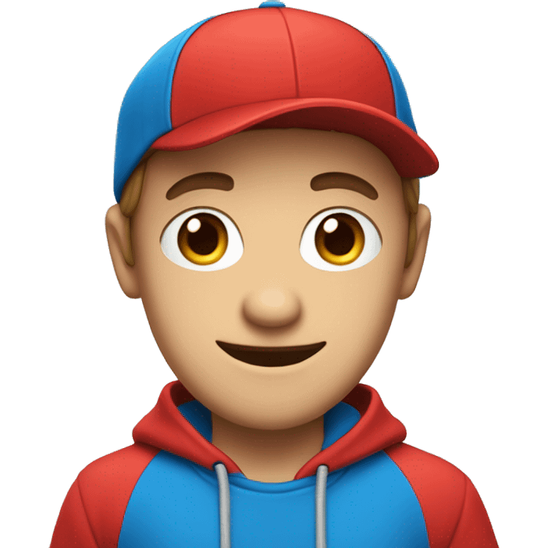 A youtuber with a red cap and a blue hoodie makes a thumb up emoji