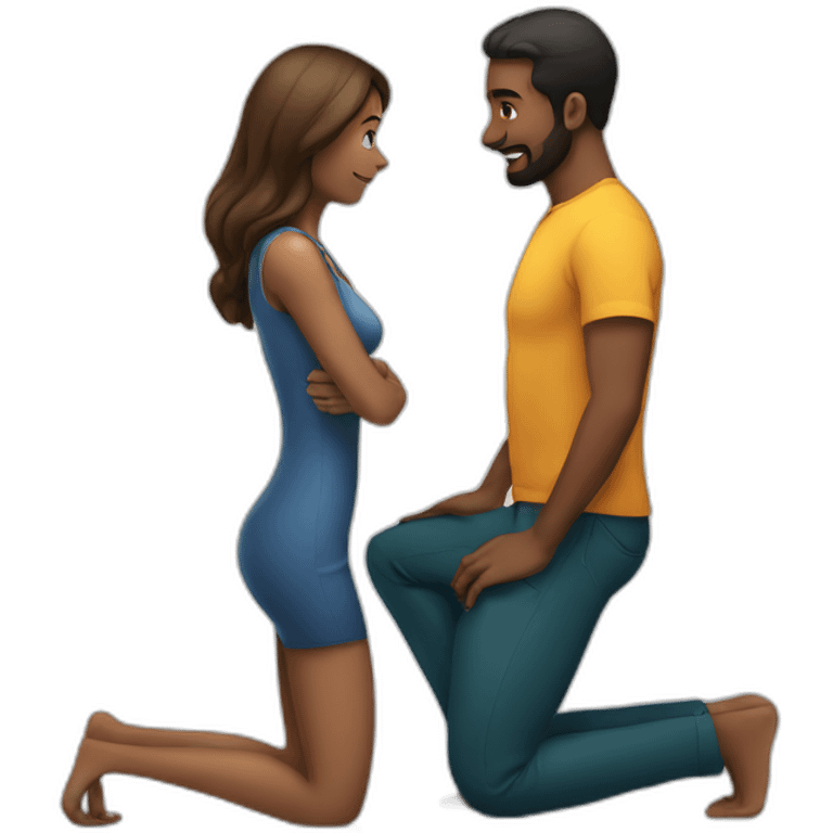 Woman on both knees facing man emoji