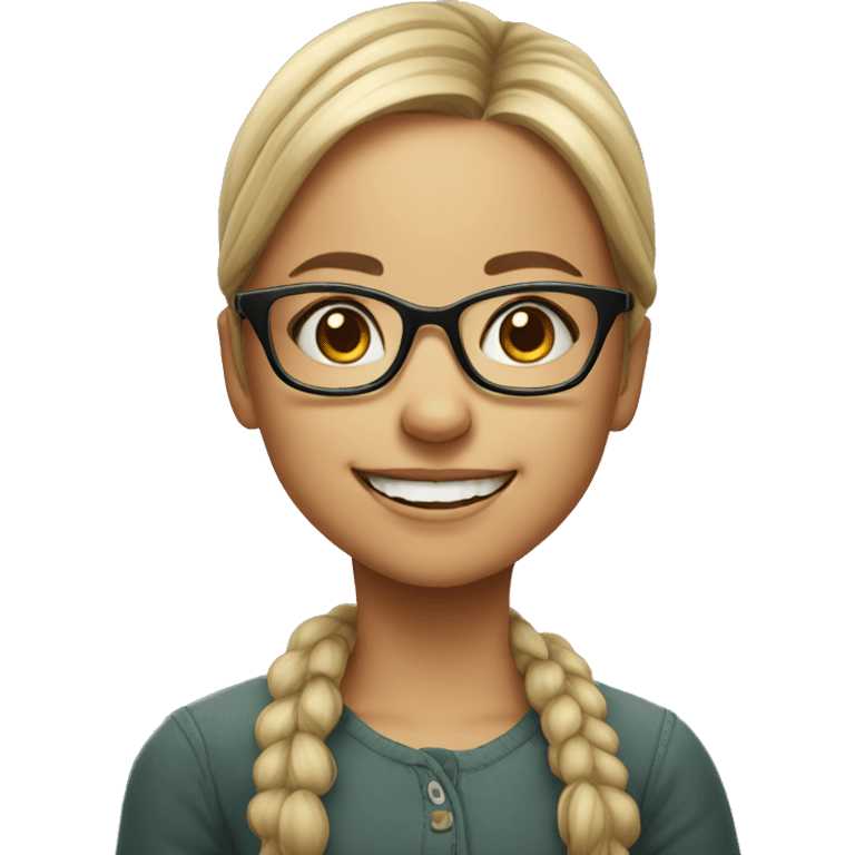 smiling girl with glasses portrait emoji