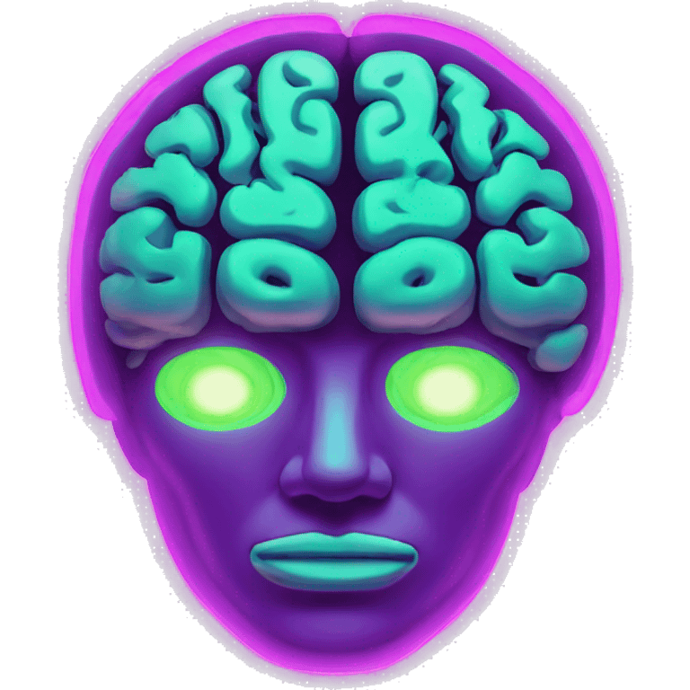 neon illuminated brain emoji