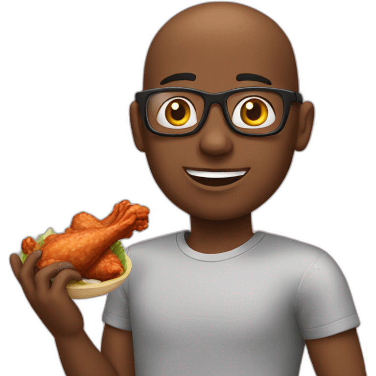 Bald black guy eating chicken wings emoji