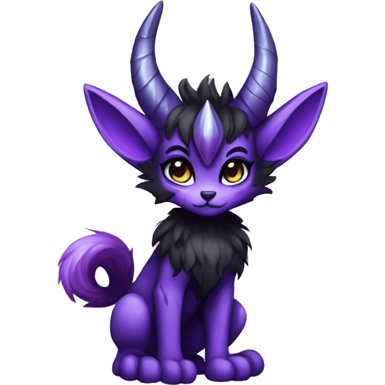 Anthro-Edgy-Black-Purple-Contrast-Colors-Fantasy-Fur-Sona-Chibi-Shiny-Fakémon-Hybrid with horns full body emoji