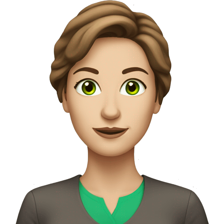 40 year old pretty Caucasian woman with brown hair green eyes at work emoji