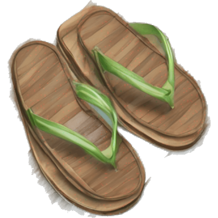 Realistic pair of striped summer flip flops isolated. emoji