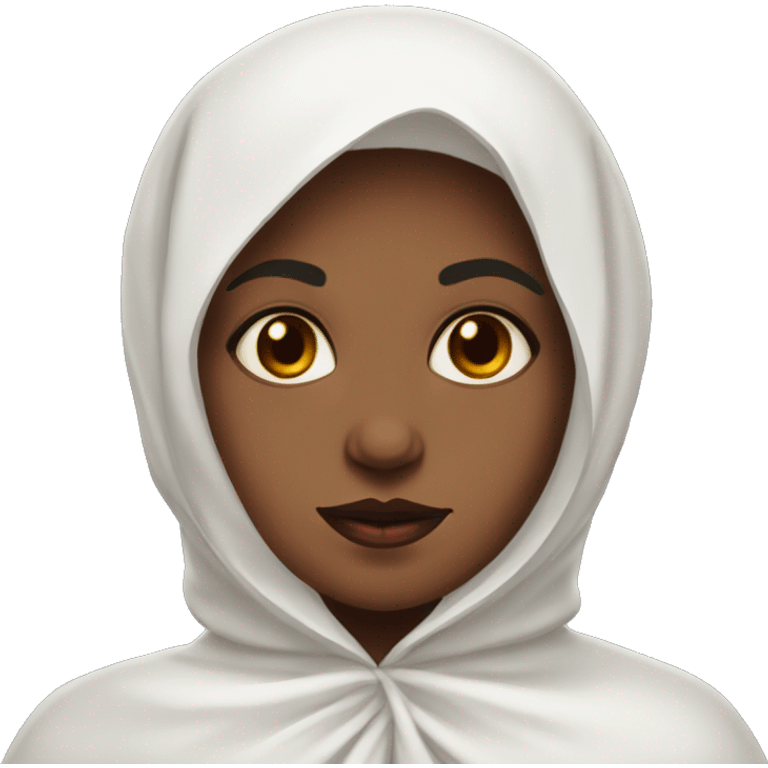 brown girl vampire wearing a white babushka with no mask emoji