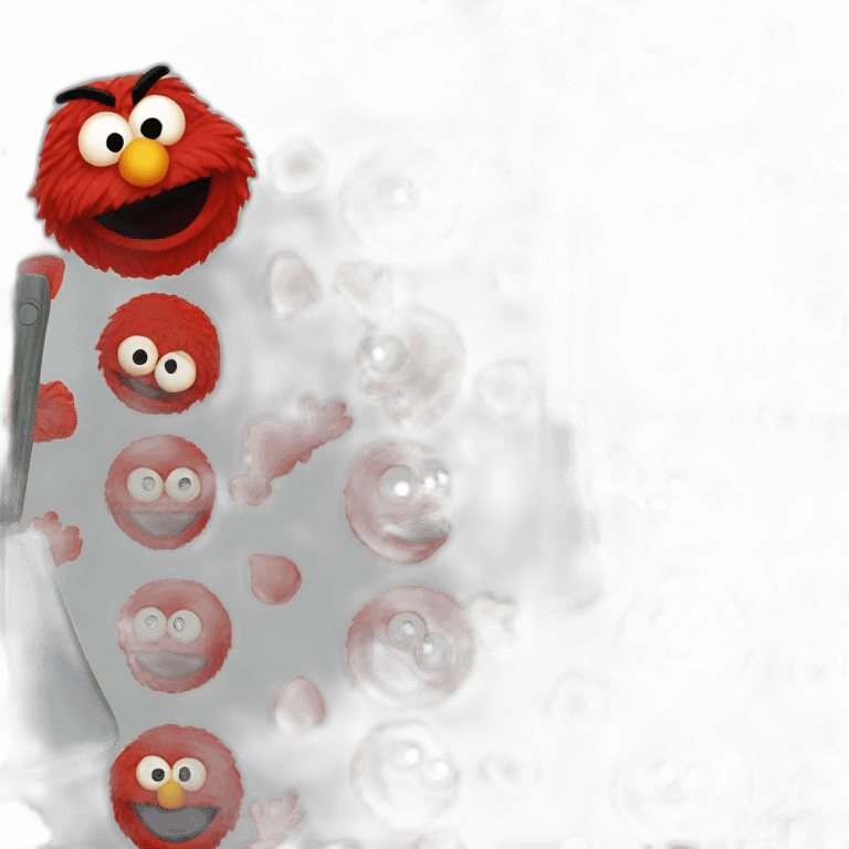 Elmo holding a toy cleaver emoji