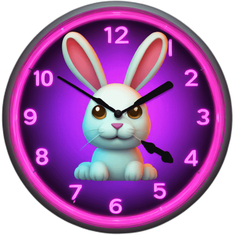 neon rabbit clock emoji