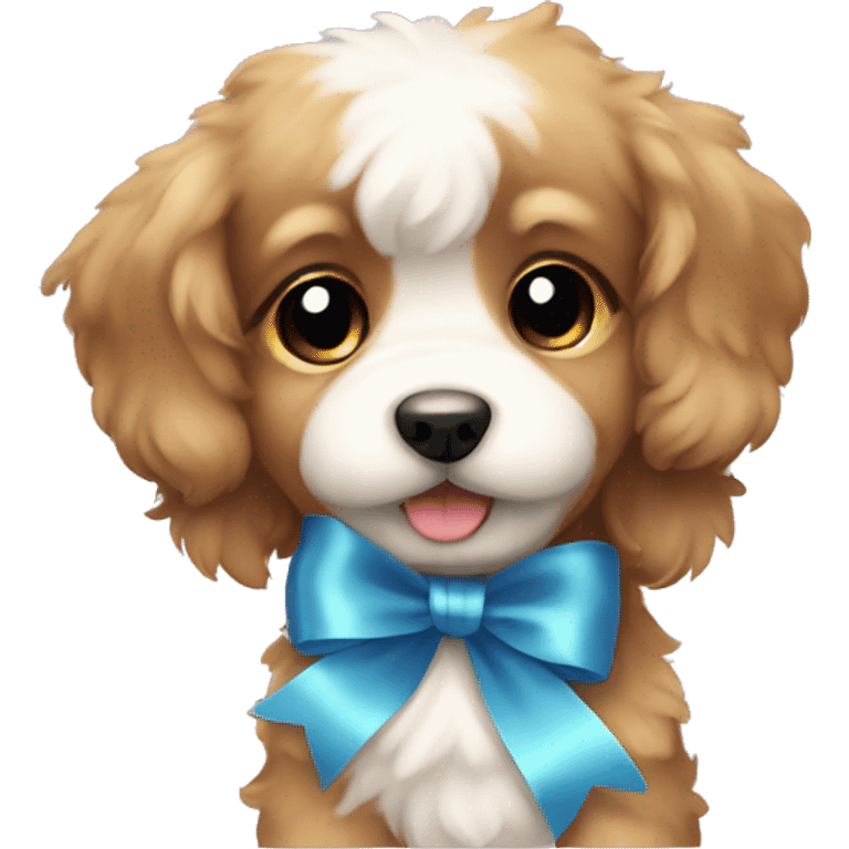 adorable fluffy puppy wearing a ribbon emoji