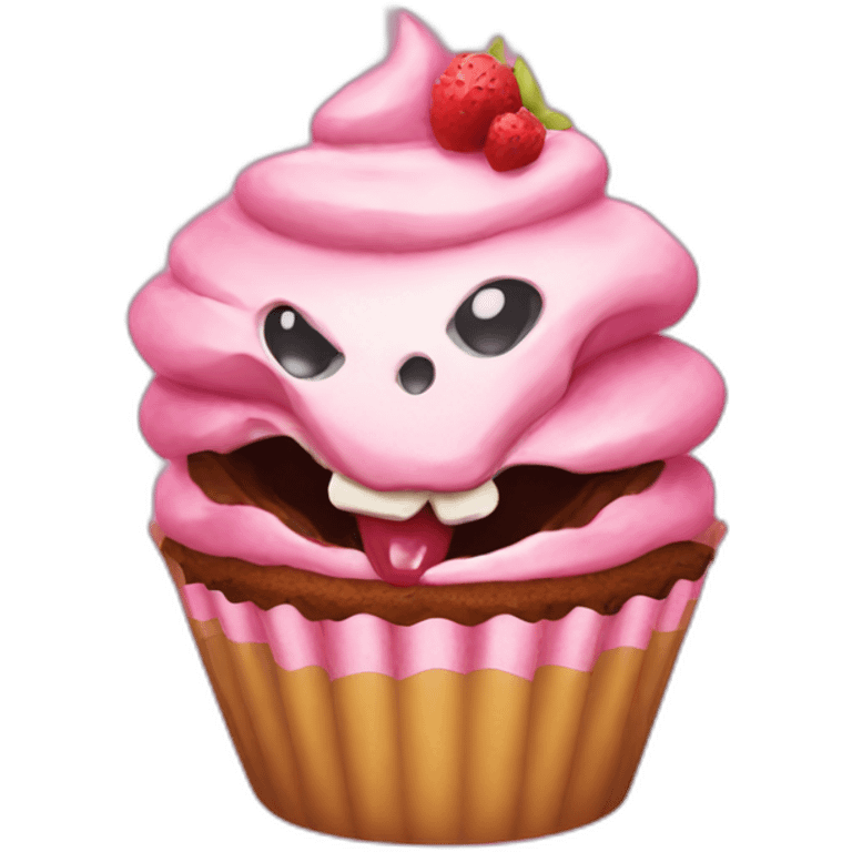 Devouring a cupcake emoji