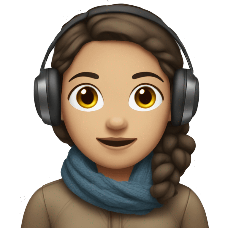 tan girl with dark brown hair earmuffs and scarf emoji