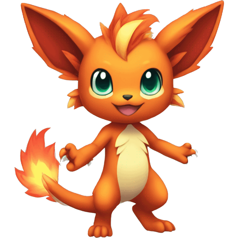 a anthro chibi-style fire-type Fakémon-hybrid full body emoji