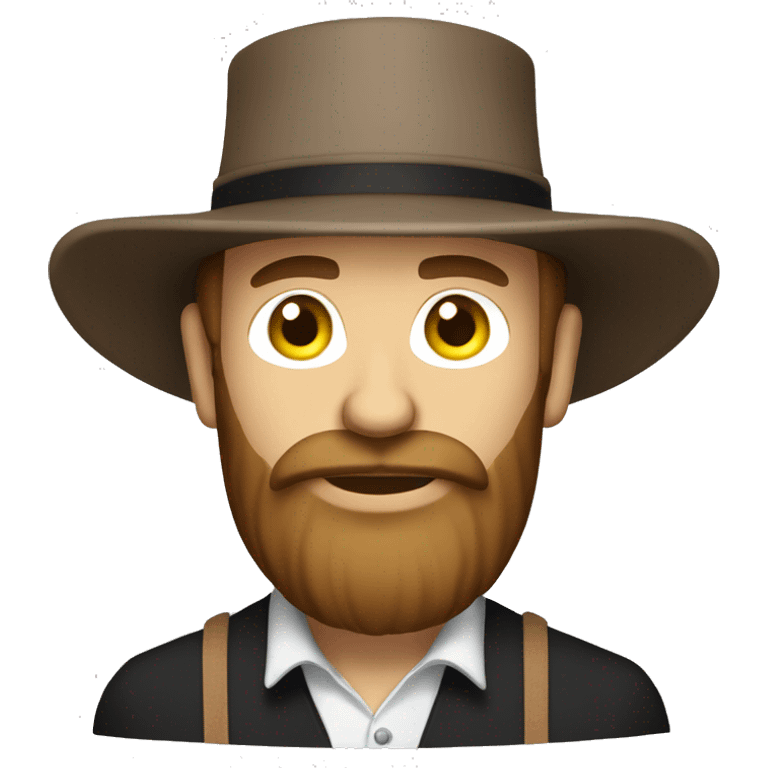 Amish man white with brown straw hat building a building with beard emoji