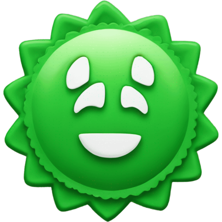 Create an emoji of a green scalloped badge that centers a bold white checkmark  emoji