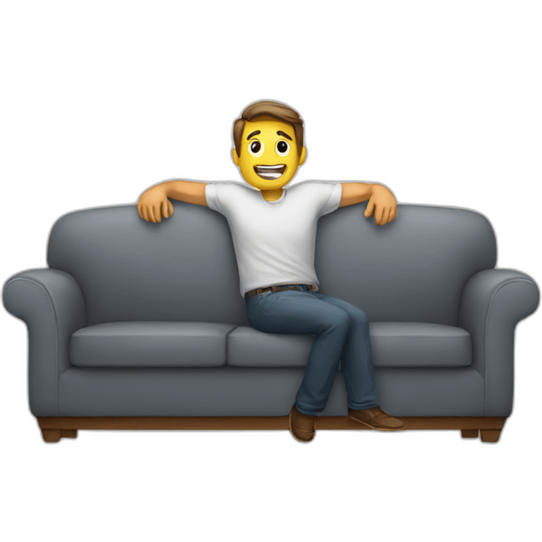 Man holding a couch emoji