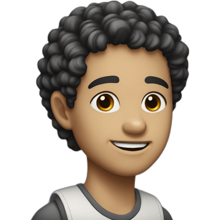 Young cobbler, white skin, black curly short hair, black eyes emoji