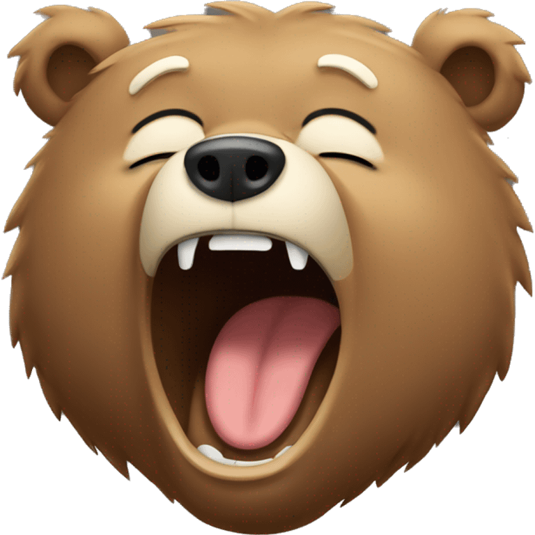 Tired bear yawning covering mouth with its eyes closed emoji