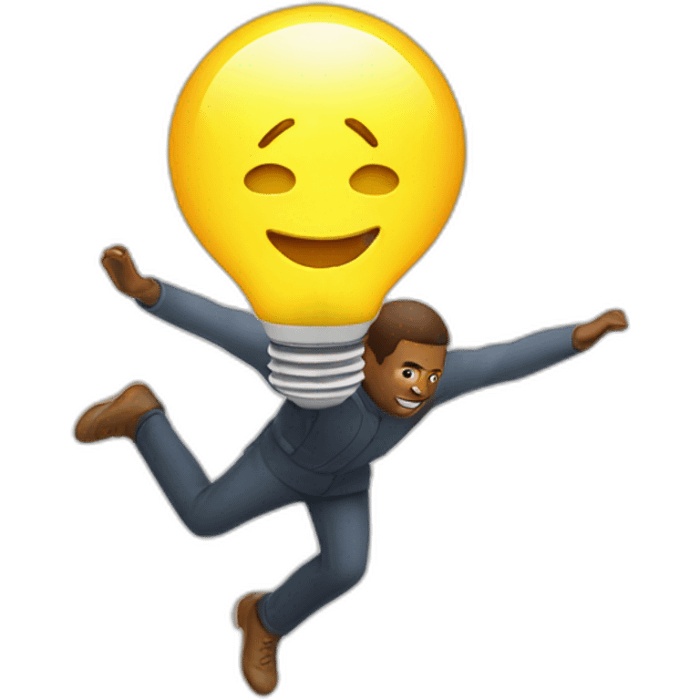 man flying with light bulb emoji