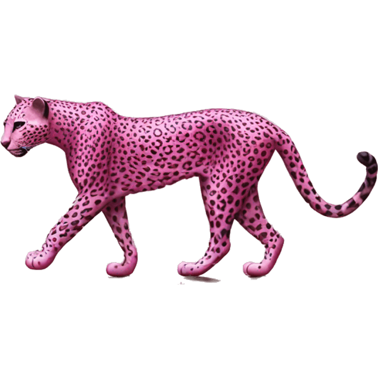 pink leopard walks in africa emoji