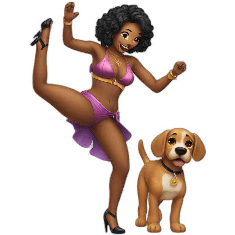 a stripper giving a dog a dance emoji