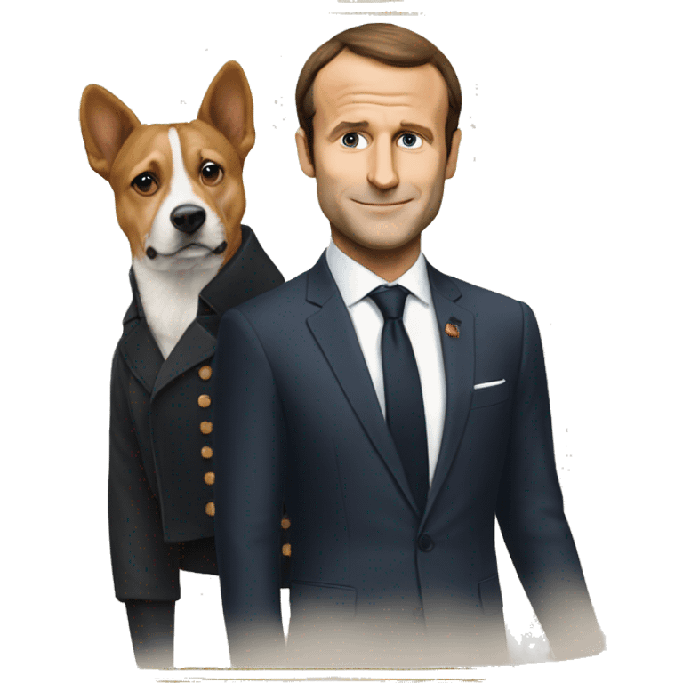 Macron avec un chien emoji