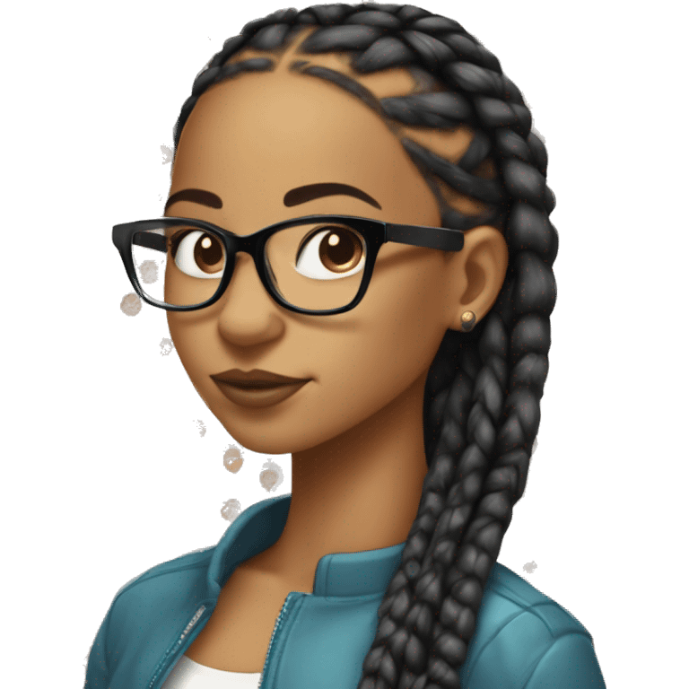 lightskin girl with box braids and glasses emoji