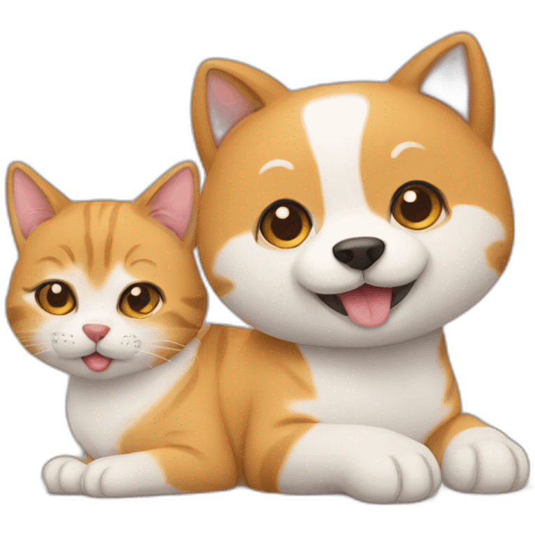 cat friends with dog shiba emoji