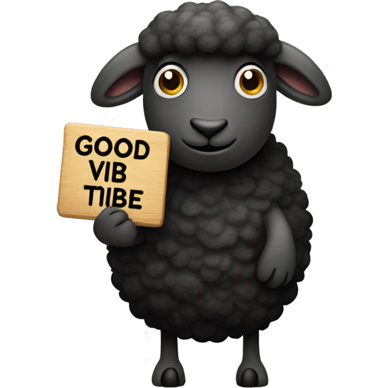 Black sheep holding sign saying “Good Vibe Tribe” sign emoji