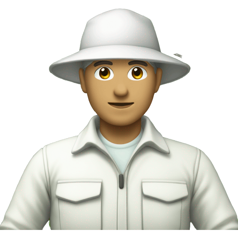 gardener pith helmet jacket white green trees  emoji