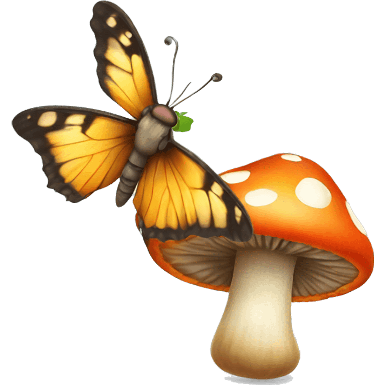 Butterfly on a mushroom  emoji