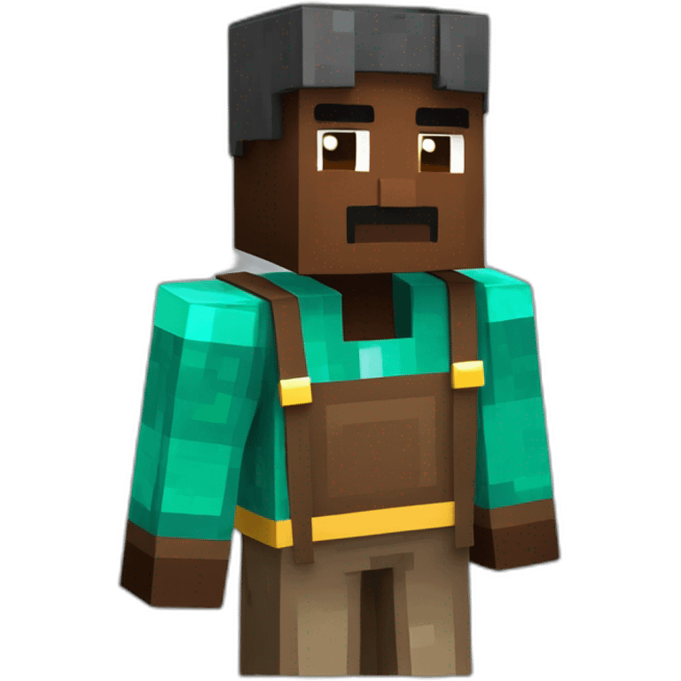 Black men in Minecraft farmer villager cubic with an square starw hate minecraft style emoji