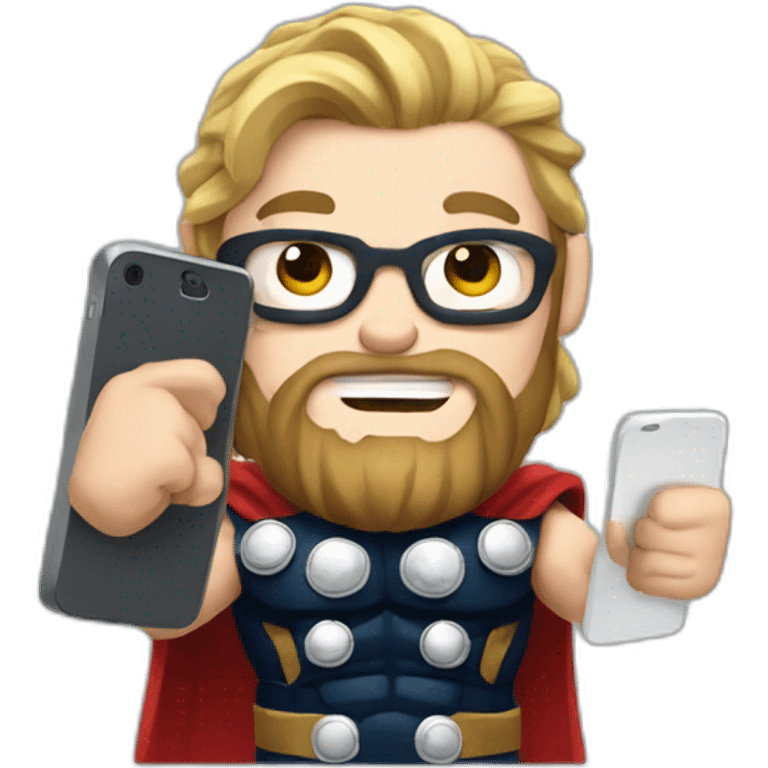 Muscular Nerdy Thor Holding A Phone emoji