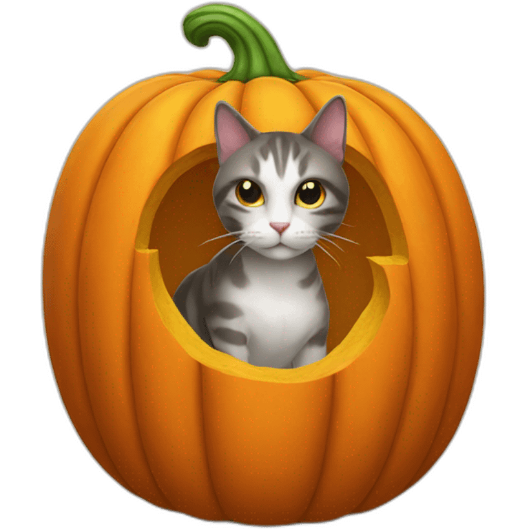 cat in a pumpkin emoji