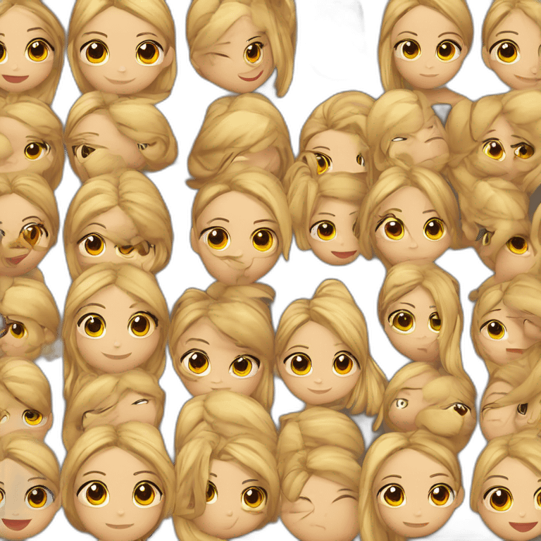 chica, rubia, pelo largo liso, ojos marrones, con pecas emoji