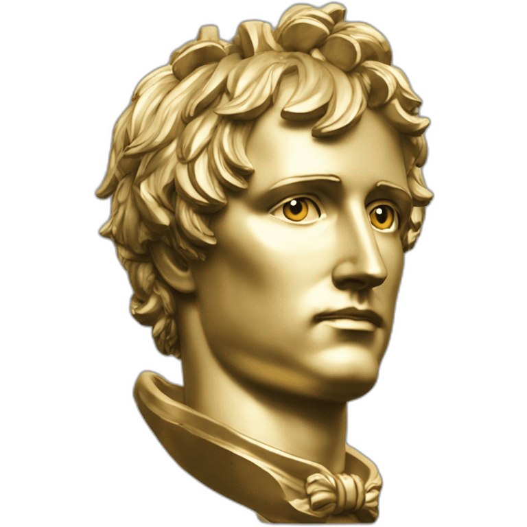 Laurel wreath on short hair serious napoleon bonaparte golden statue emoji