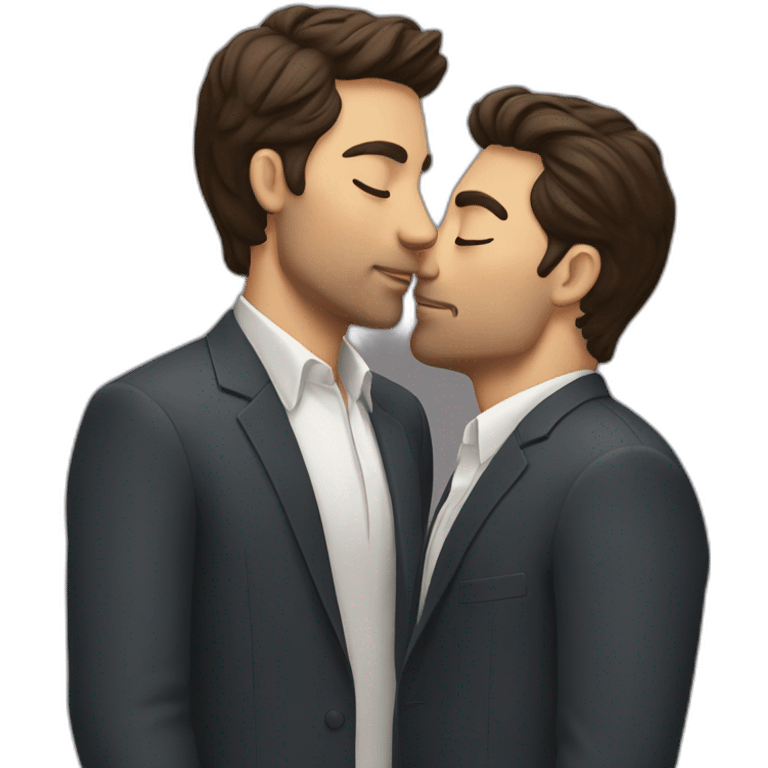 Two brunette men kissing emoji