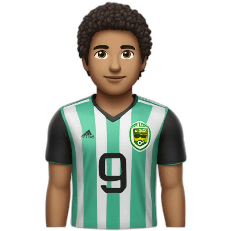 Rapaz de 9 anos moreno cabelo curto  e preto e gosta de jogar futebol  emoji